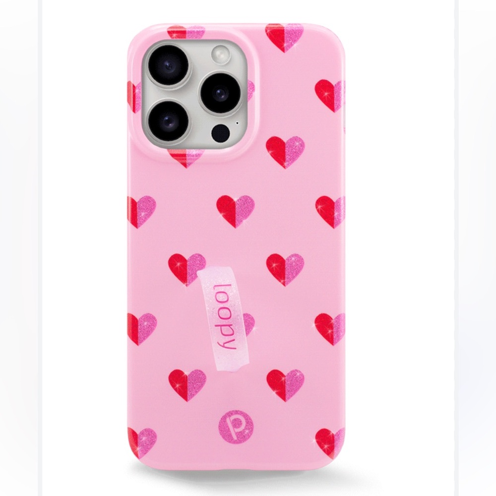 Loopy Case Pink with Red Hearts Phone Cover
